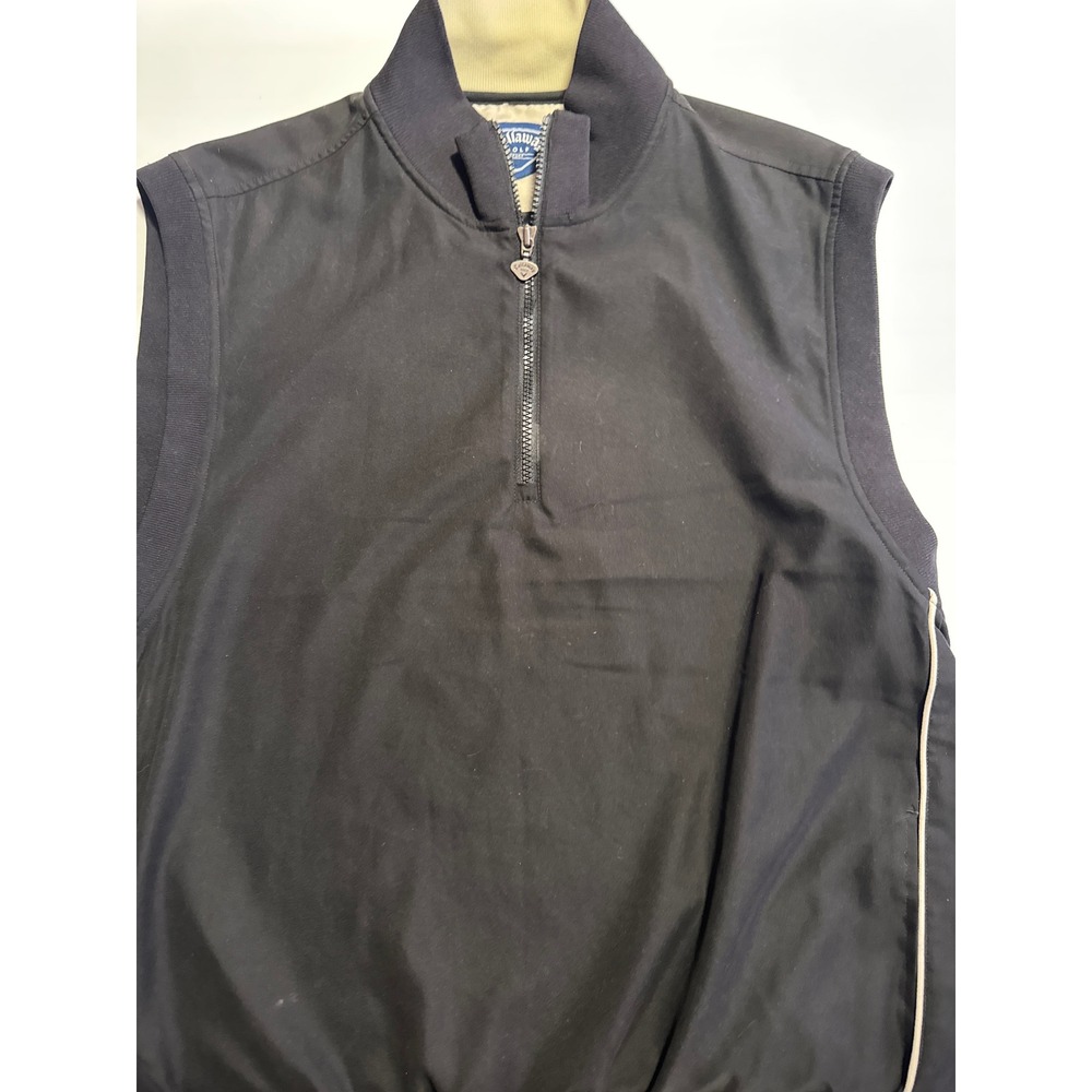 Callaway Golf Sport Mens Black Quarter Zip Windbreaker Vest Large L Logo Pocket